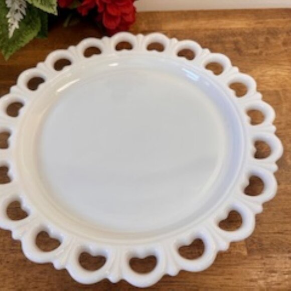 Anchor Hocking Old Colony Milk Glass Platter‎ Lace Edge Vintage Serving Tray - Picture 3 of 6
